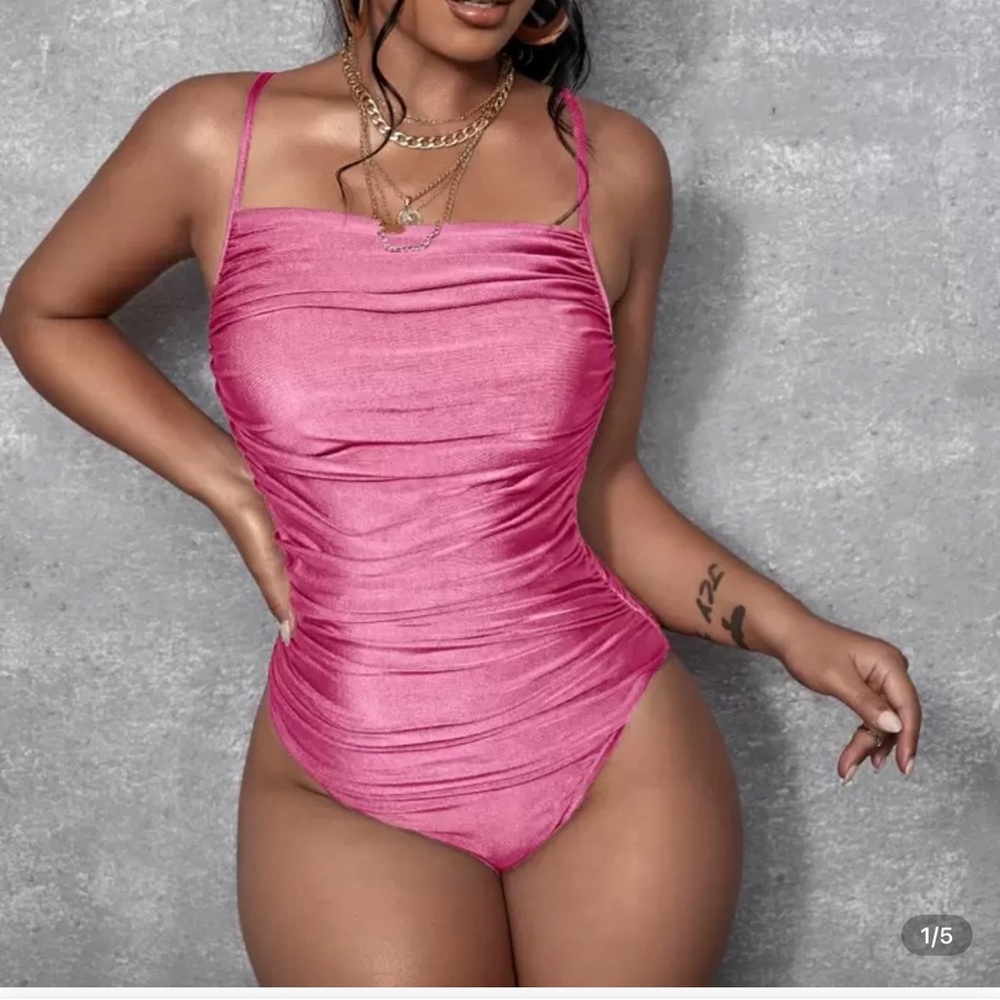 Pink Ruched Bodysuit